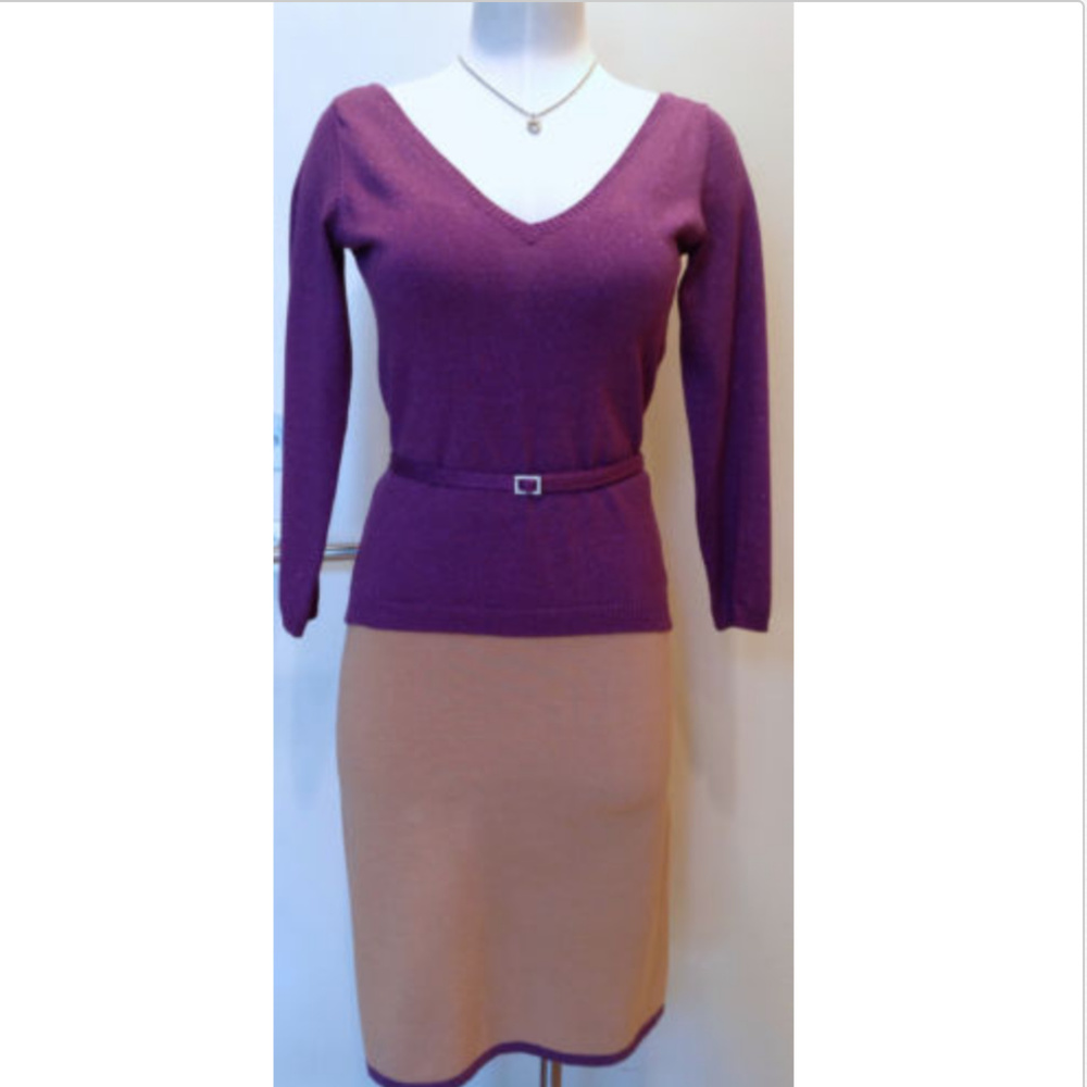 Nicole Miller V Neck Jersey 2 pieces Shimmer Dress